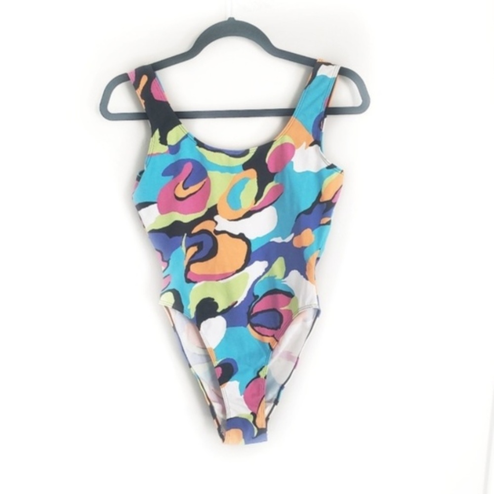 Vintage Multicolor Abstract Print One-Piece Top